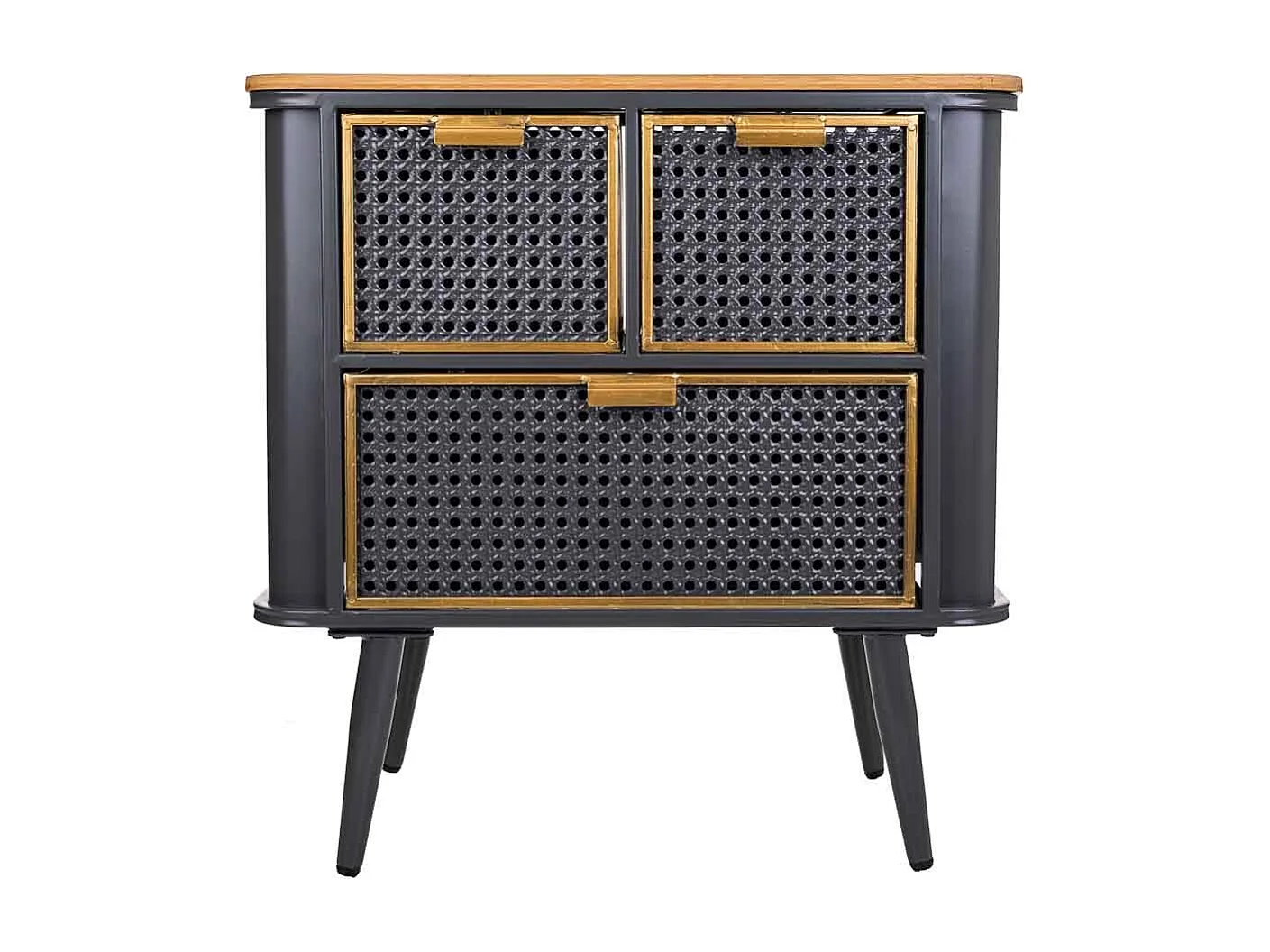 Mesita de metal y madera negro 58x33x60