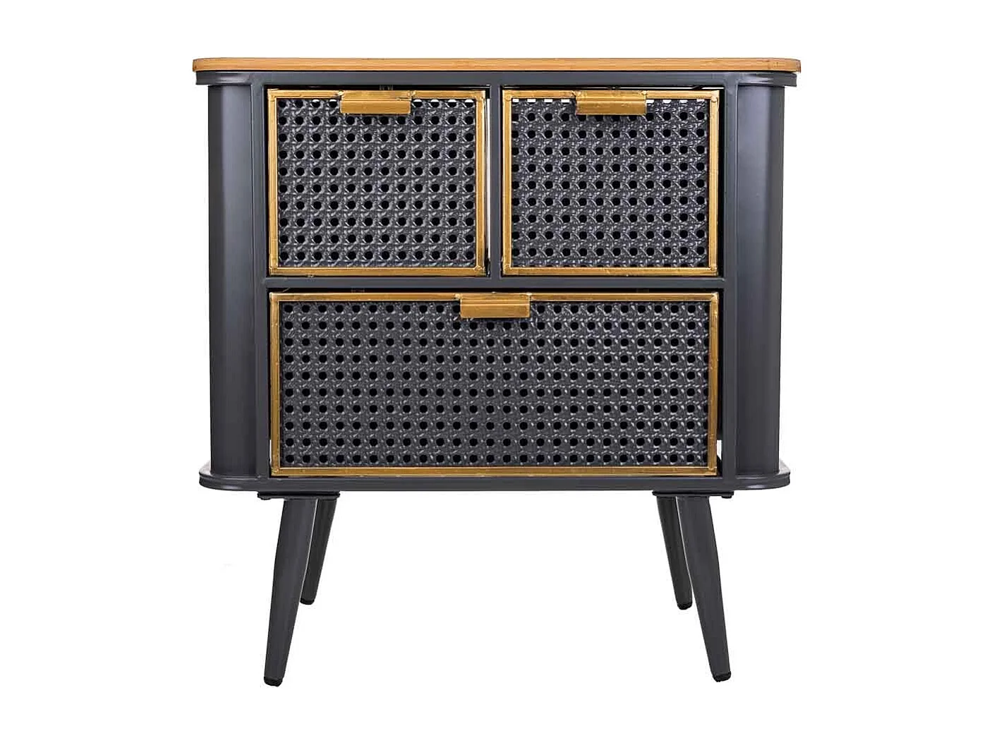 Mesita de metal y madera negro 58x33x60