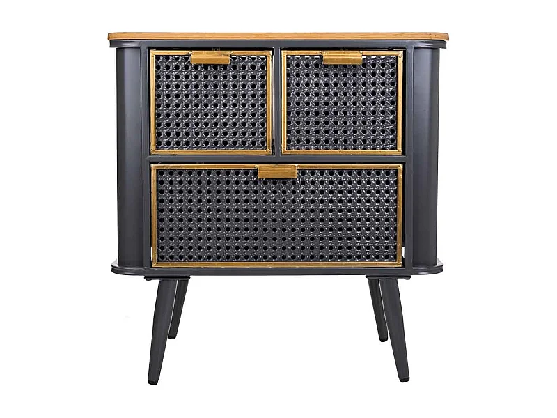 Comodino in metallo nero e legno 58x33x60h