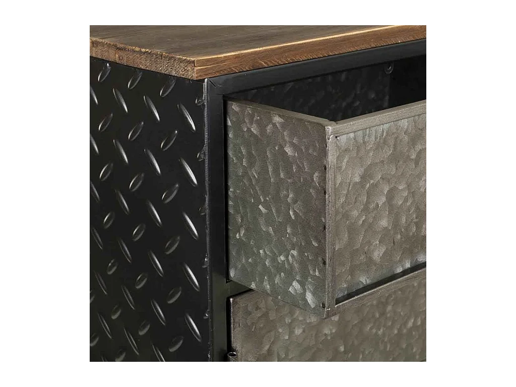 Mesita de metal y madera de 1 cajon y 1 puerta 42x28x70,5h cm