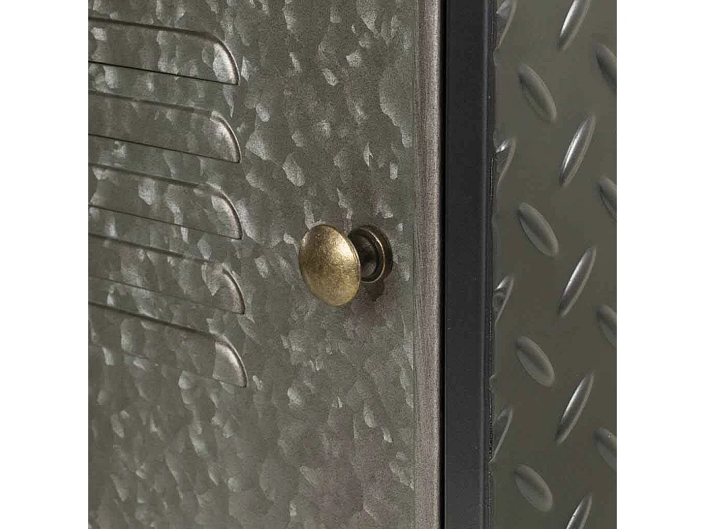 Beistelltisch aus Metall und Holz mit 1 Schublade und 1 Tür 42x28x70,5