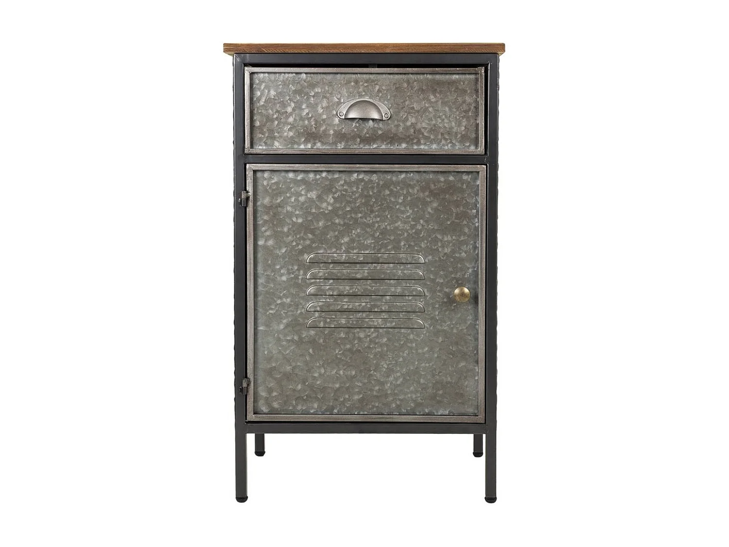 Comodino in metallo e legno 1 cassetto e 1 porta 42x28x70,5