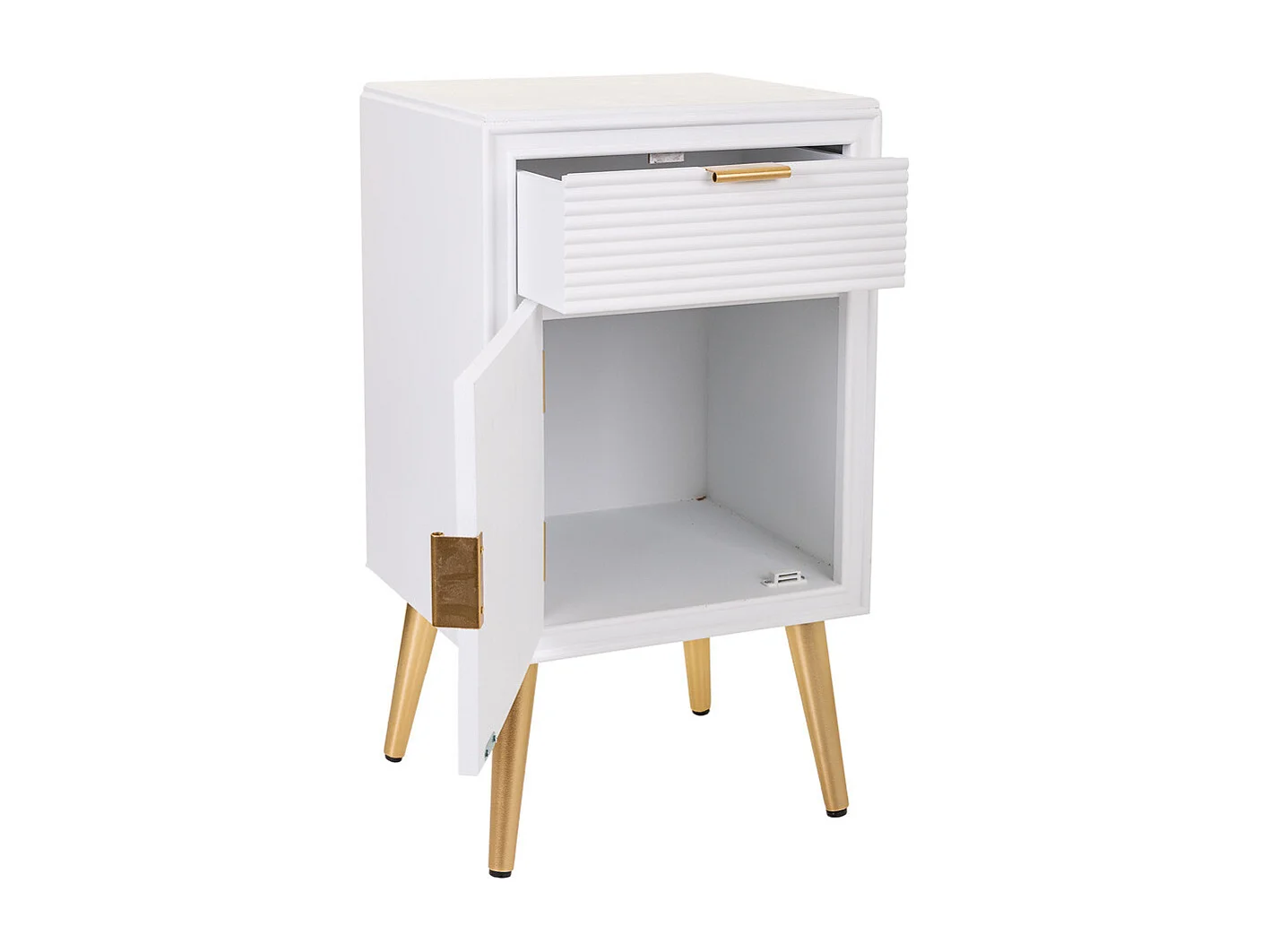 Mesa de cabeceira de madeira branca 39,5x36x70,5