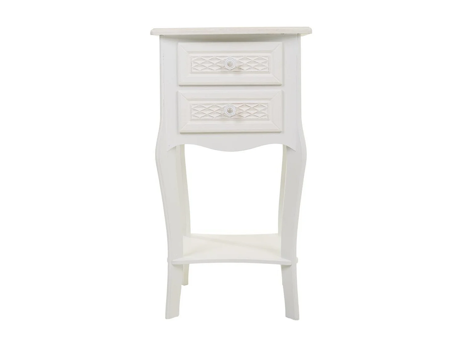 Table de chevet en bois avec 2 tiroirs, dimensions 38x31,3x71 cm.