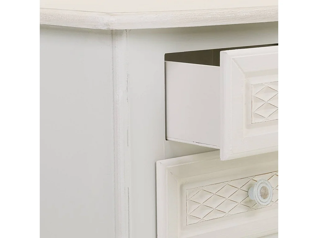 Table de chevet en bois avec 2 tiroirs, dimensions 38x31,3x71 cm.