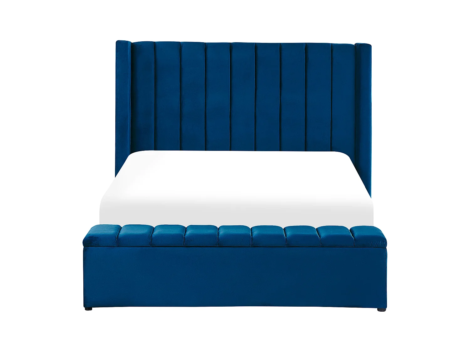 Lit avec banc de rangement Velours NOYERS 140 x 200 cm Bleu marine