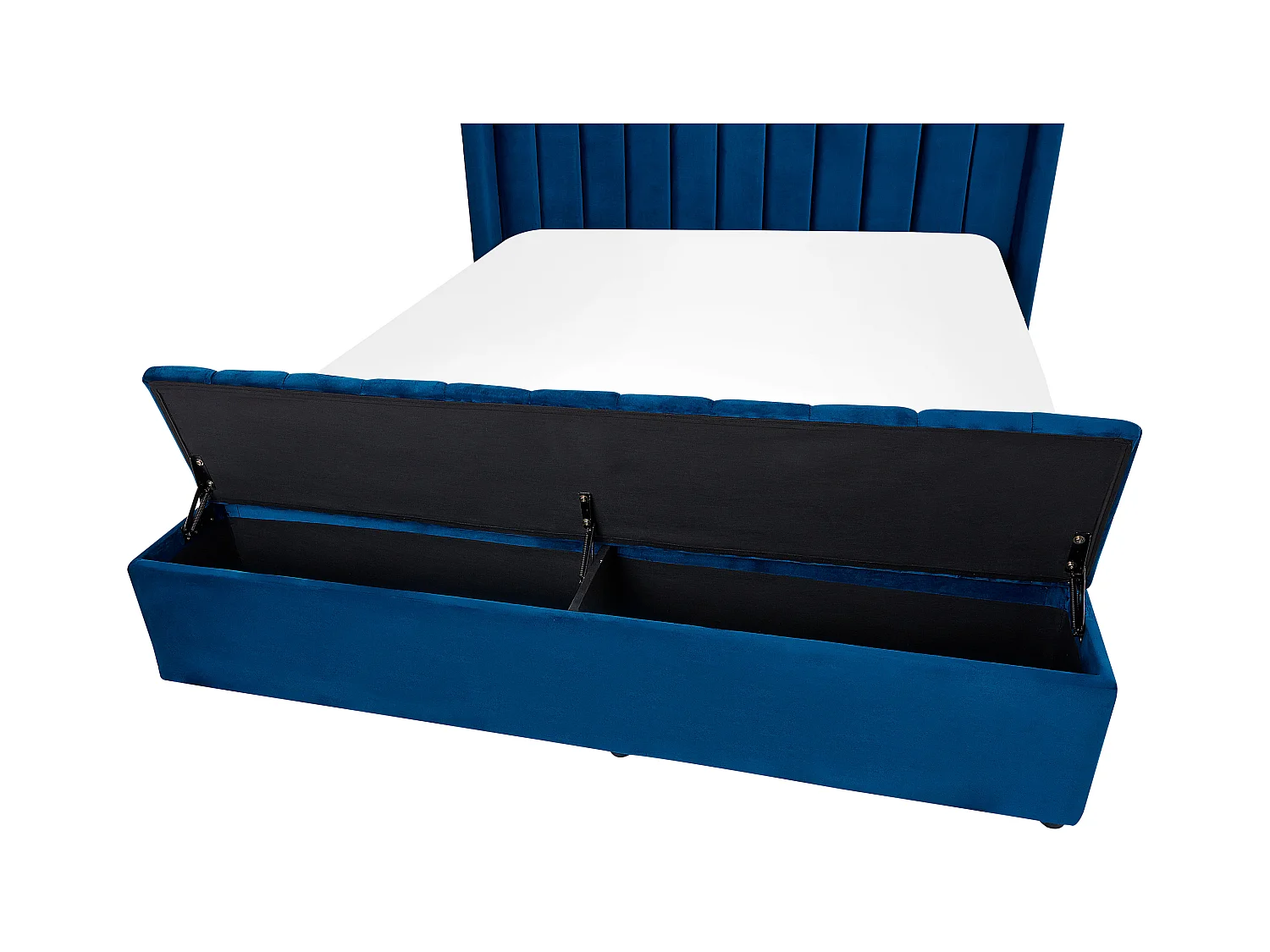 Lit avec banc de rangement Velours NOYERS 140 x 200 cm Bleu marine