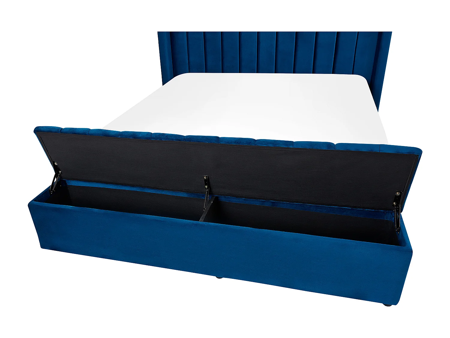 Lit avec banc de rangement Velours NOYERS 140 x 200 cm Bleu marine