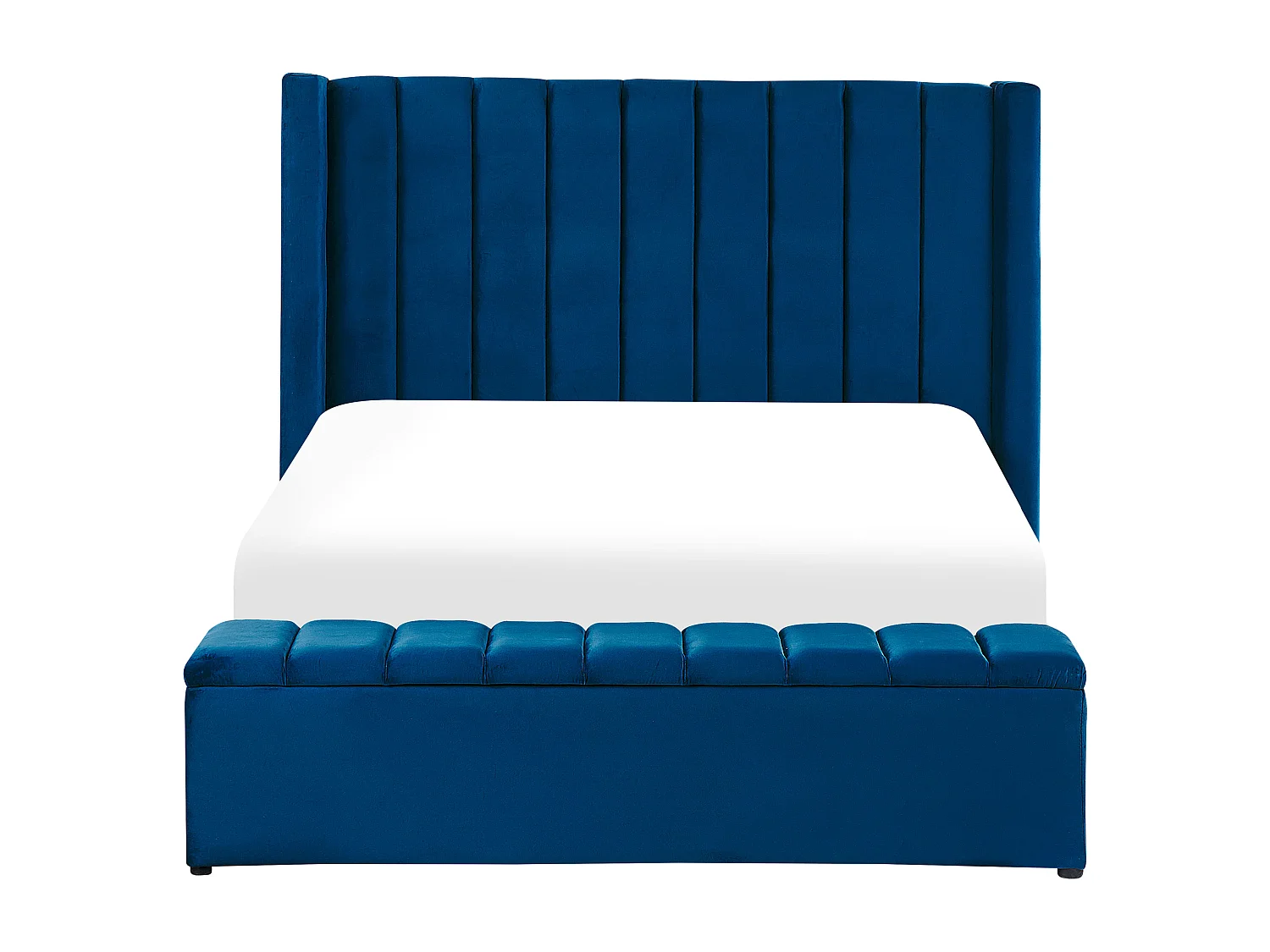 Lit avec banc de rangement Velours NOYERS 140 x 200 cm Bleu marine