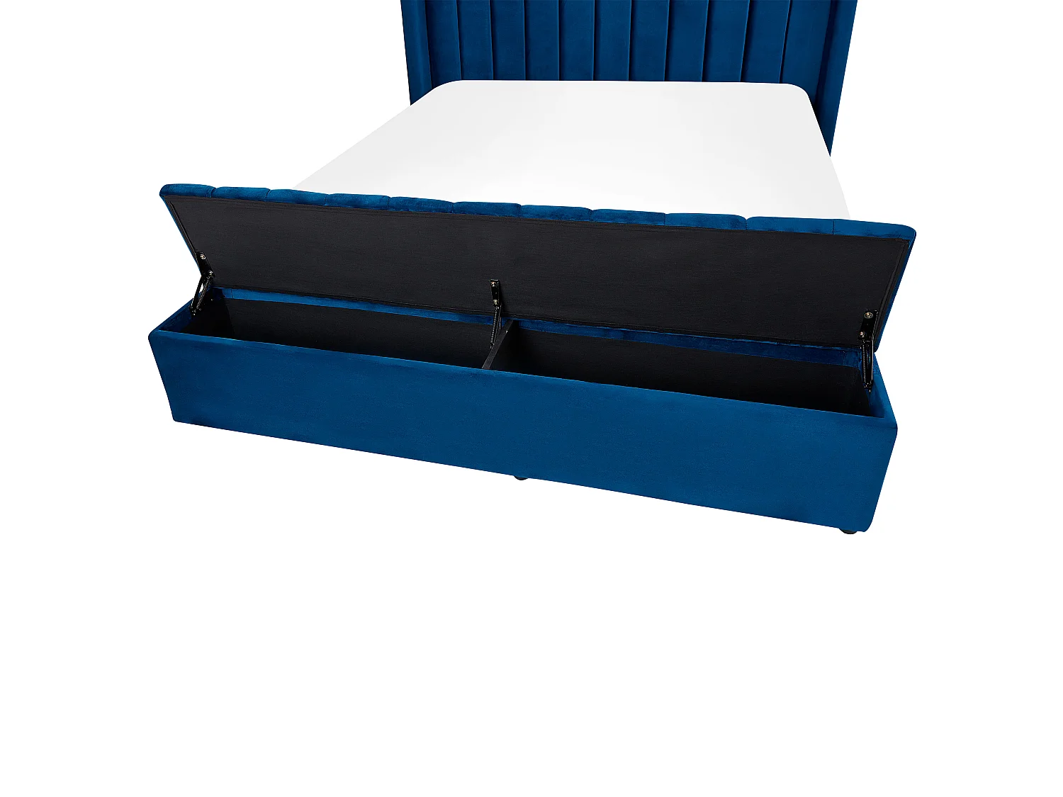 Lit avec banc de rangement Velours NOYERS 140 x 200 cm Bleu marine
