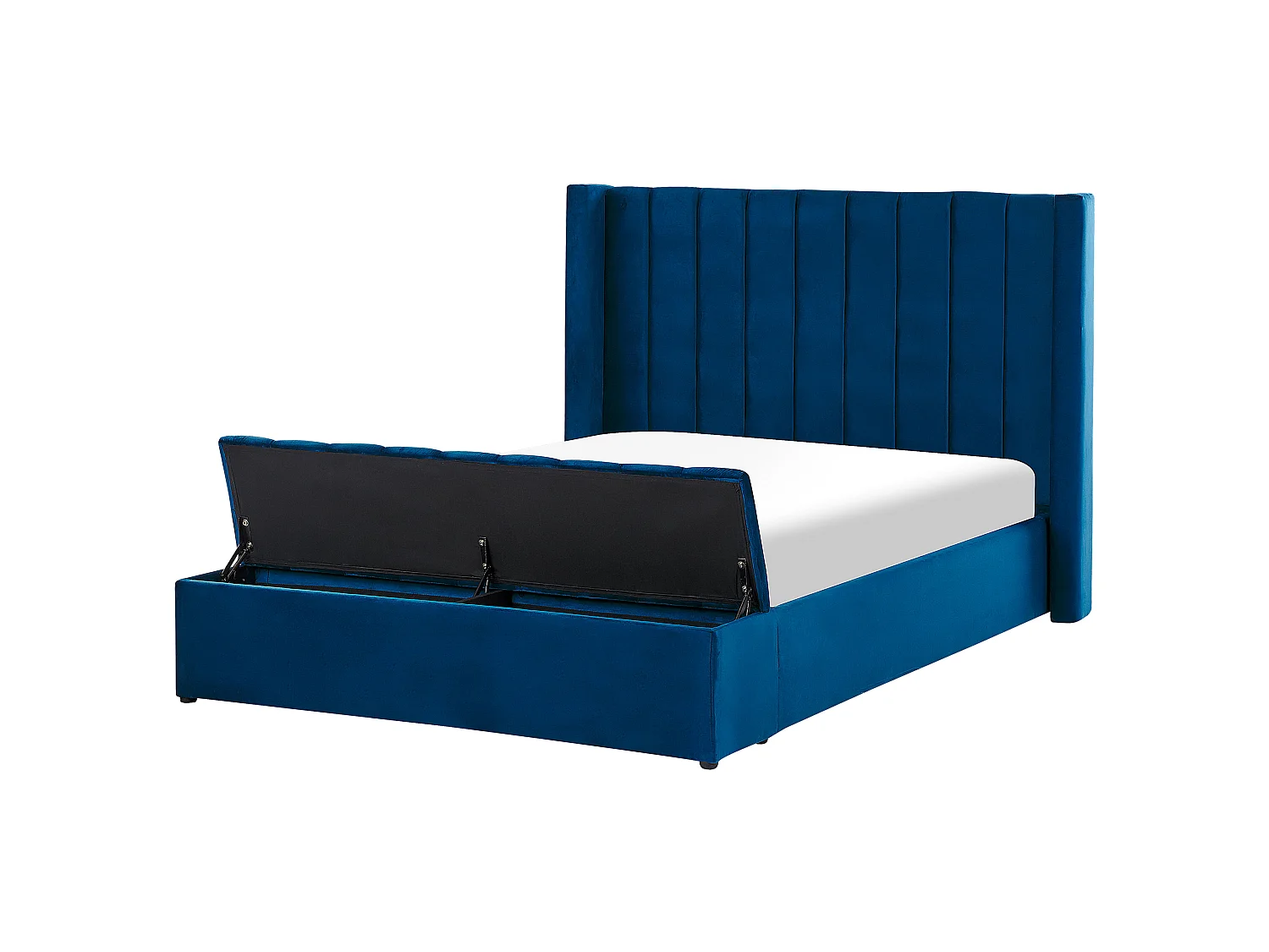 Lit avec banc de rangement Velours NOYERS 140 x 200 cm Bleu marine