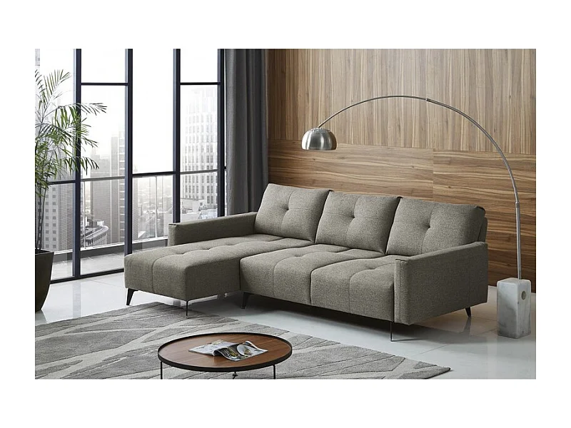 Canapé d'angle réversible tissu gris avec dossiers réglables - SMART