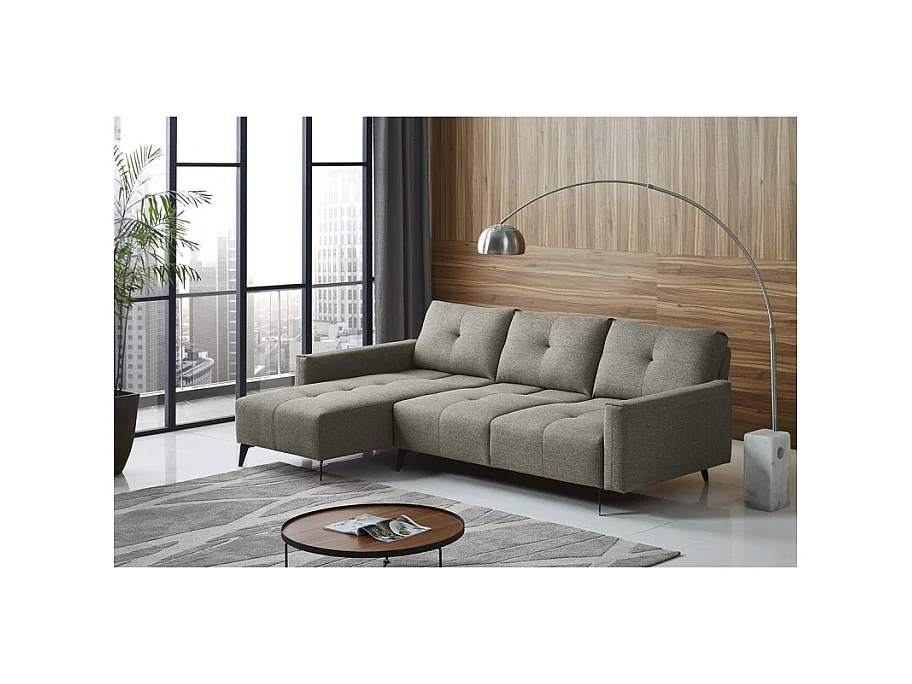 Canapé d'angle réversible tissu gris avec dossiers réglables - SMART