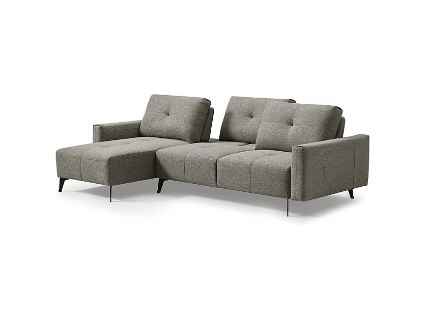 Canapé d'angle réversible tissu gris avec dossiers réglables - SMART