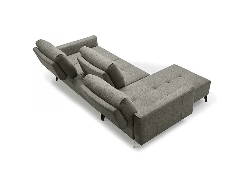 Canapé d'angle réversible tissu gris avec dossiers réglables - SMART
