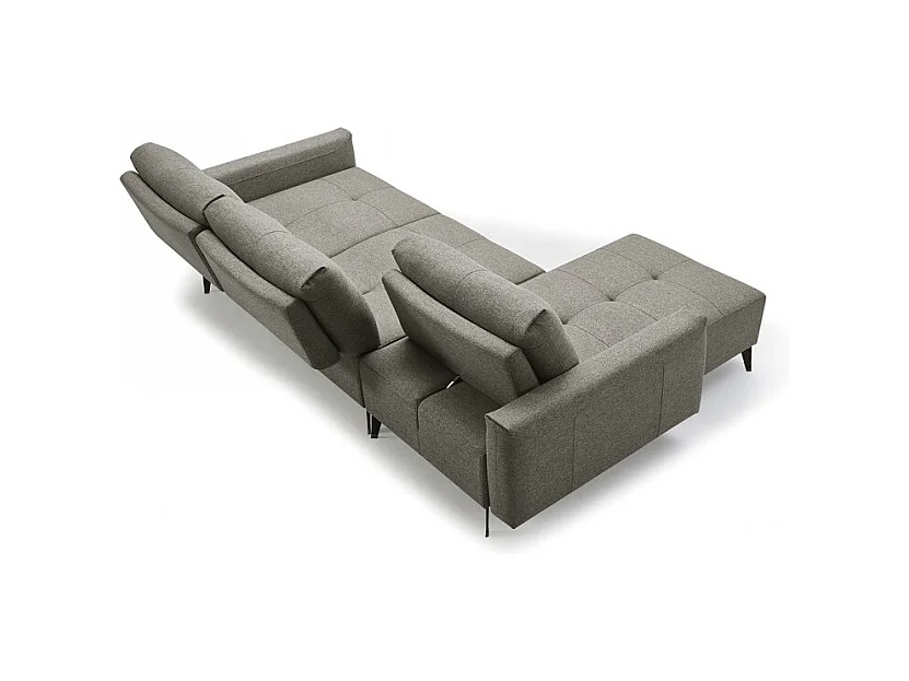 Canapé d'angle réversible tissu gris avec dossiers réglables - SMART
