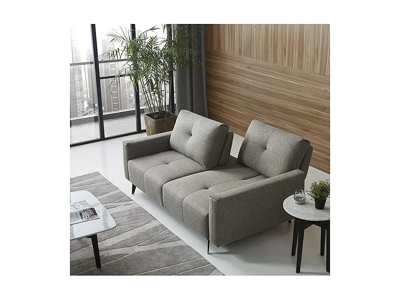 Canapé 3 places tissu gris dossiers réglables - SMART