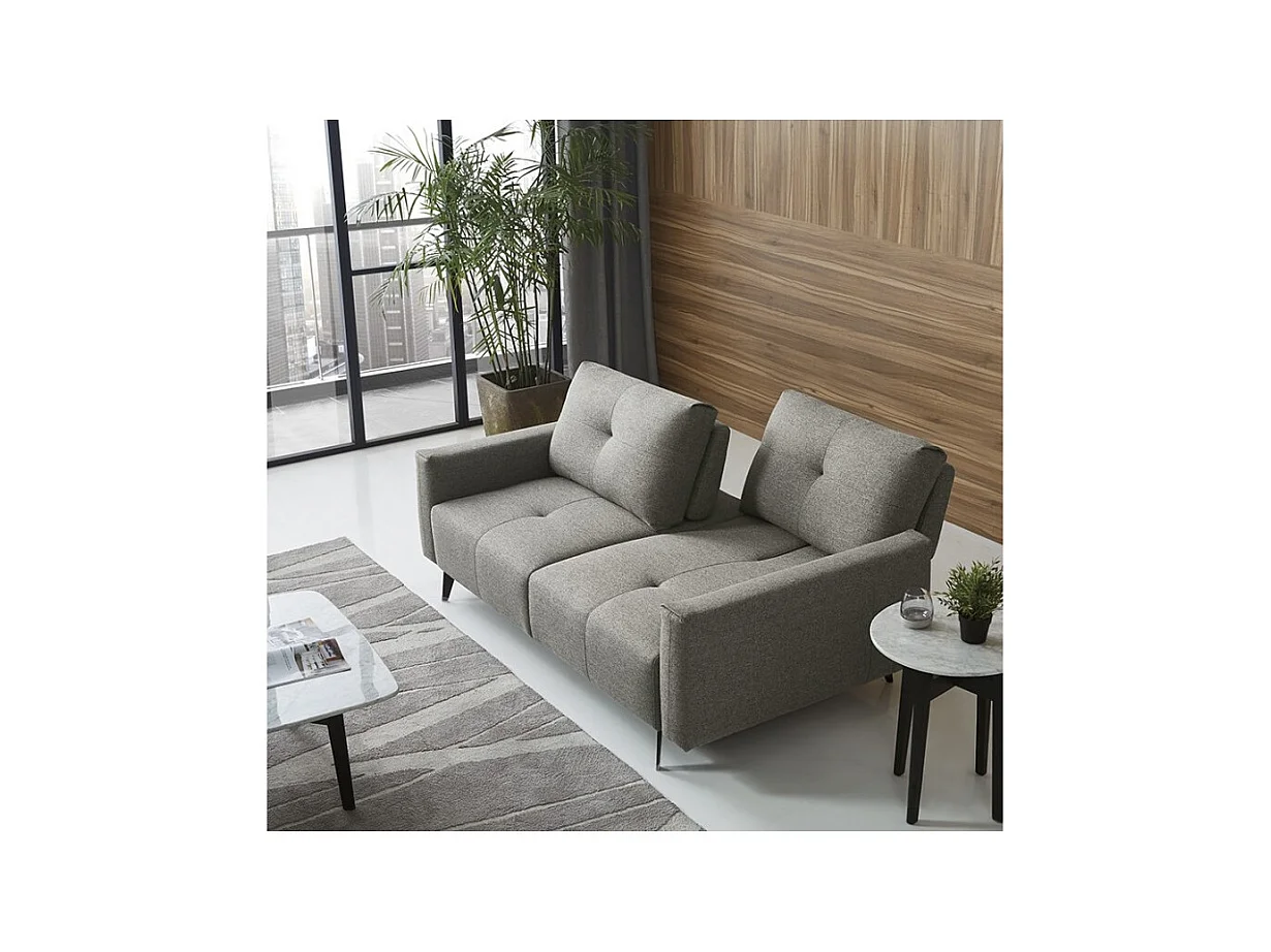 Canapé 3 places tissu gris dossiers réglables - SMART