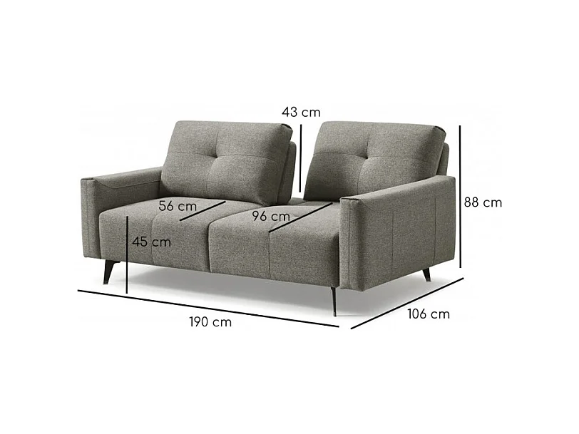 Canapé 3 places tissu gris dossiers réglables - SMART