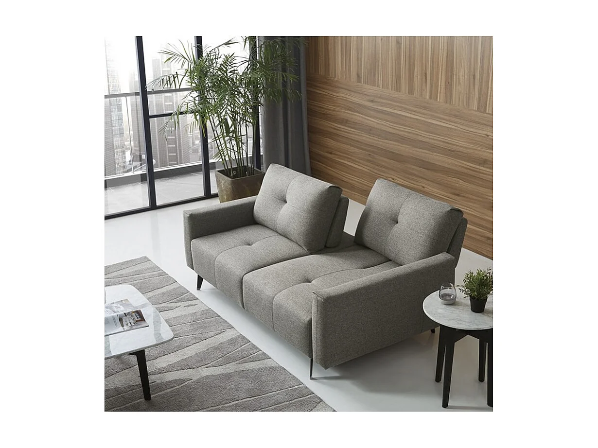 Canapé 3 places tissu gris dossiers réglables - SMART