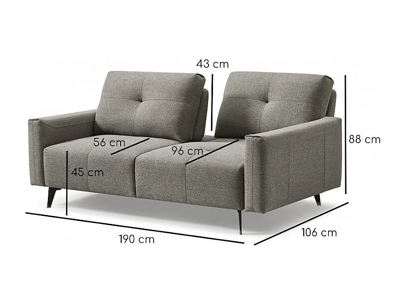 Canapé 3 places tissu gris dossiers réglables - SMART