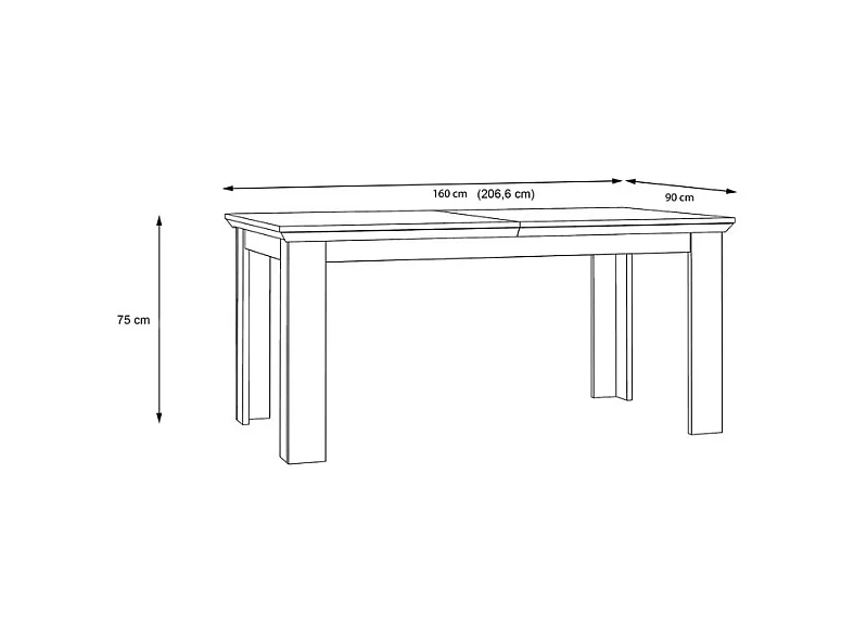 Table de repas extensible 160/206 cm décor chêne blanchi - ANGELE