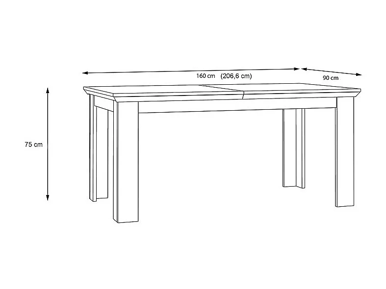 Table de repas extensible 160/206 cm décor chêne blanchi - ANGELE