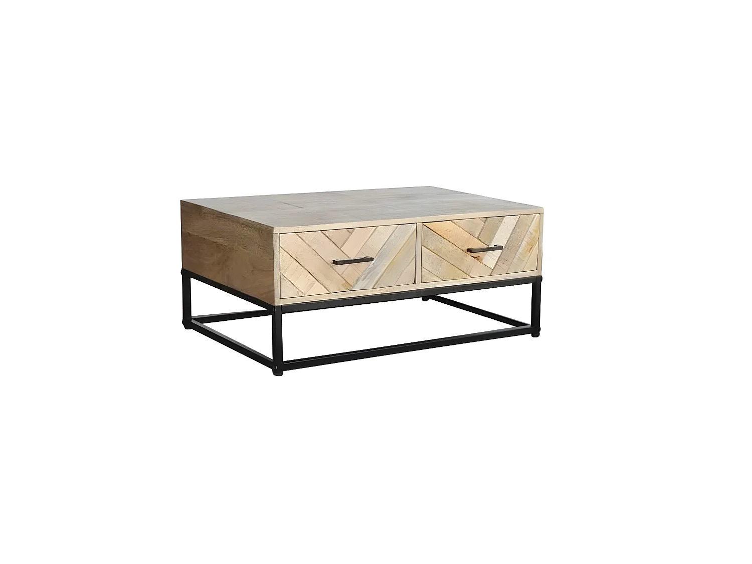 Table basse 2 tiroirs Bois massif/Métal - MUNGO