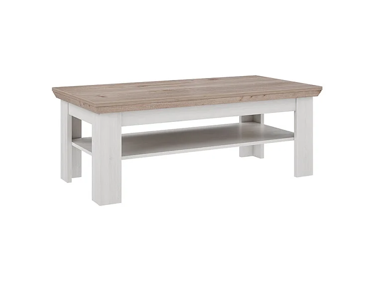 Table basse 120 x 60 cm 2 plateaux décor chêne clair - ANGELE