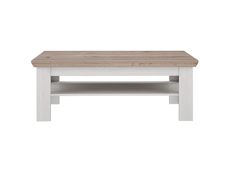 Table basse 120 x 60 cm 2 plateaux décor chêne clair - ANGELE