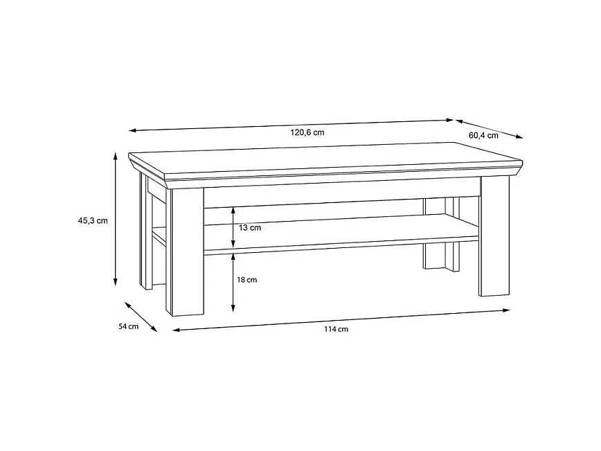 Table basse 120 x 60 cm 2 plateaux décor chêne clair - ANGELE