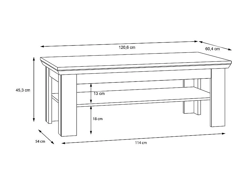 Table basse 120 x 60 cm 2 plateaux décor chêne clair - ANGELE
