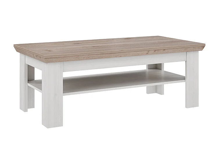 Table basse 120 x 60 cm 2 plateaux décor chêne clair - ANGELE