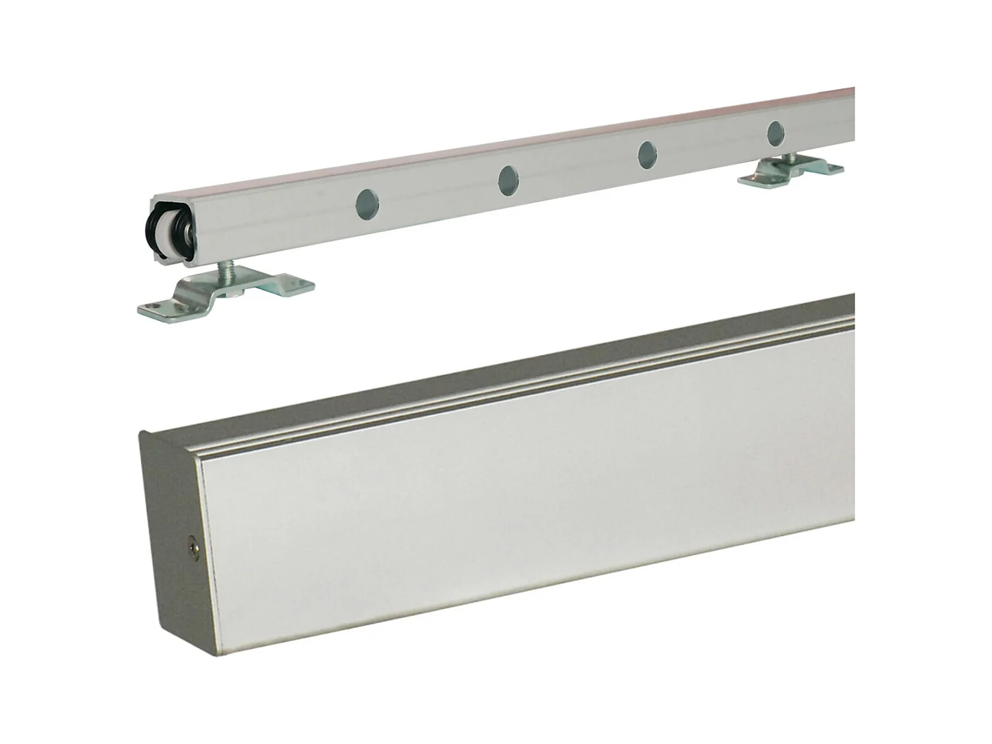Porte Coulissante Athena Ral7035 Vitree H204 X L83 + Rail Alu Et Coquilles Gd Menuiseries