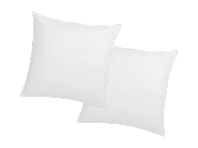 Lot de 2 oreillers mémoire de forme mémofill 60 x 60 cm - Percale de coton - 91 fils/cm² - 750 gr - Blanc - AUXENCE