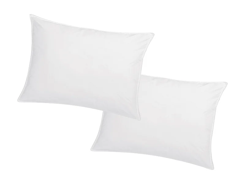 Guanciale memory foam mémofill 50 x 70 cm in Percalle di Cotone 91 fili/cm² 750g Bianco - Lotto di 2 - AUXENCE