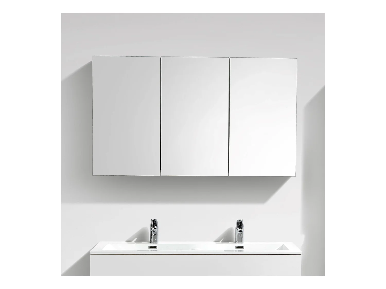 Spiegelschrank Bad 120 cm montiert Hochglanz weiß SIENA