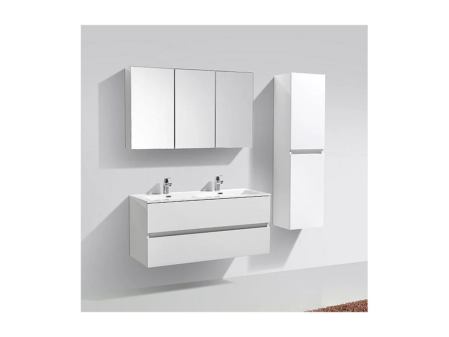 Spiegelschrank Bad 120 cm montiert Hochglanz weiß SIENA