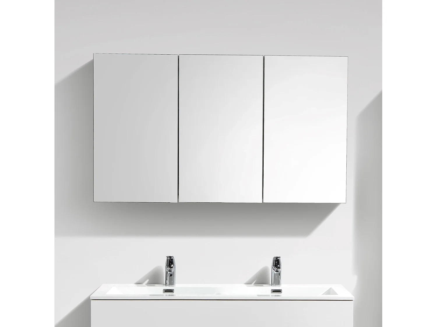 Armoire de toilette bloc-miroir SIENA largeur 120 cm blanc laqué