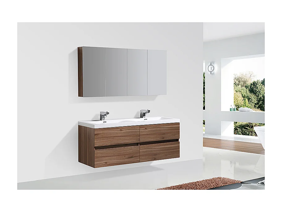 Spiegelschrank Bad 144 cm montiert Nussbaum SIENA