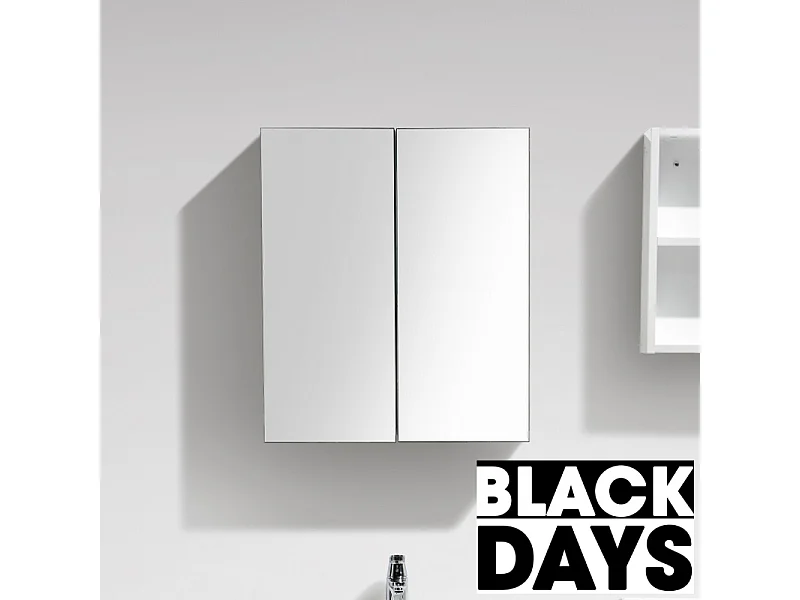 Armoire de toilette bloc-miroir SIENA largeur 60 cm blanc laqué