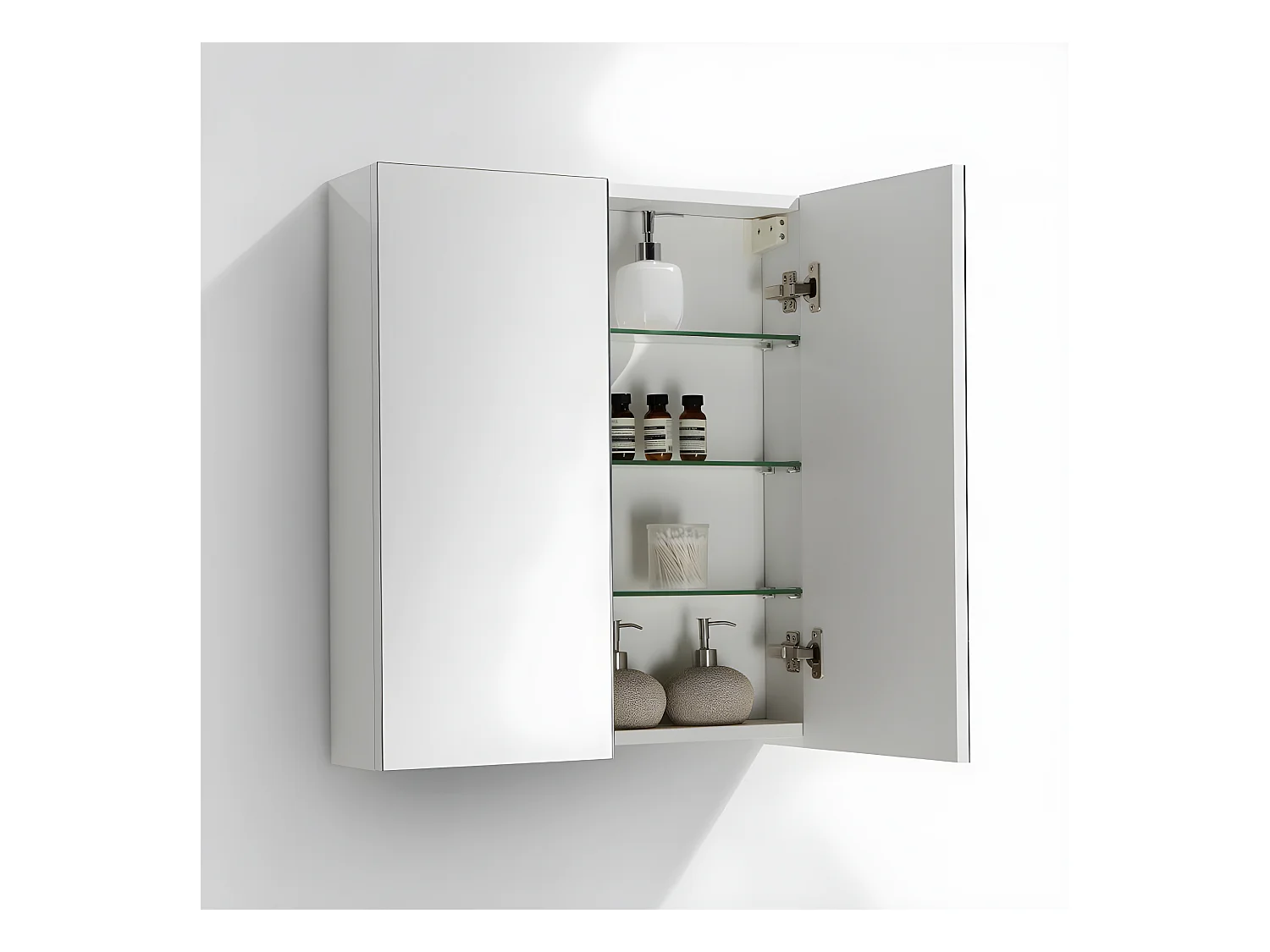 Armario espejo baño 60cm MONTADO SIENA Blanco Lacado