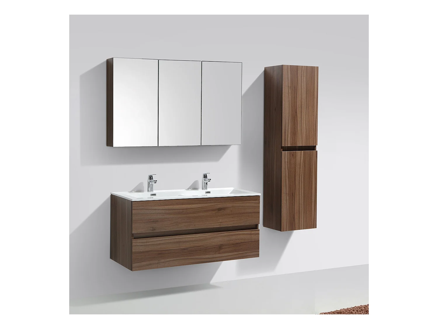 Spiegelschrank Bad 120 cm montiert Nussbaum SIENA