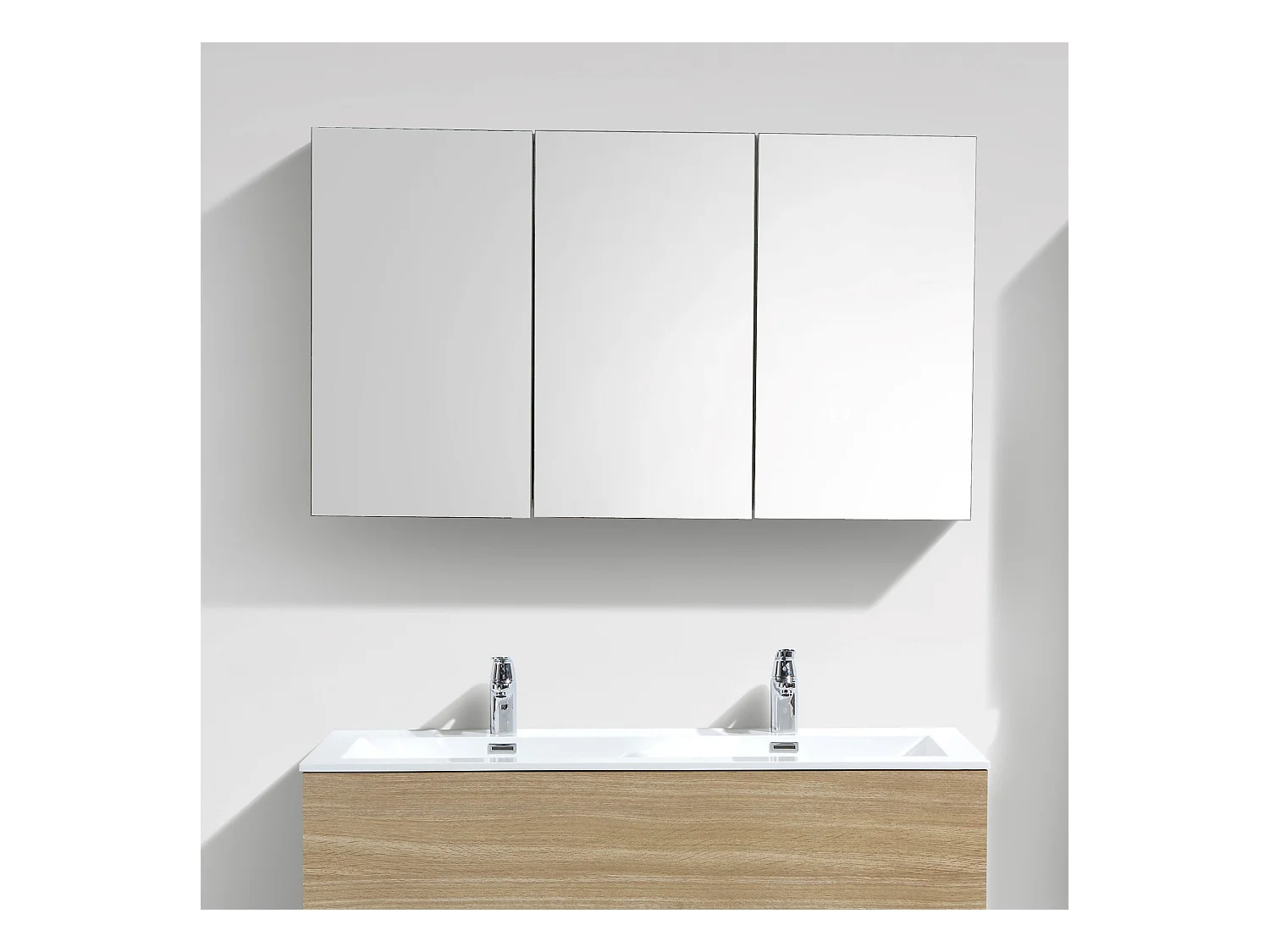 Armoire de toilette bloc-miroir SIENA largeur 120 cm chêne clair texturé