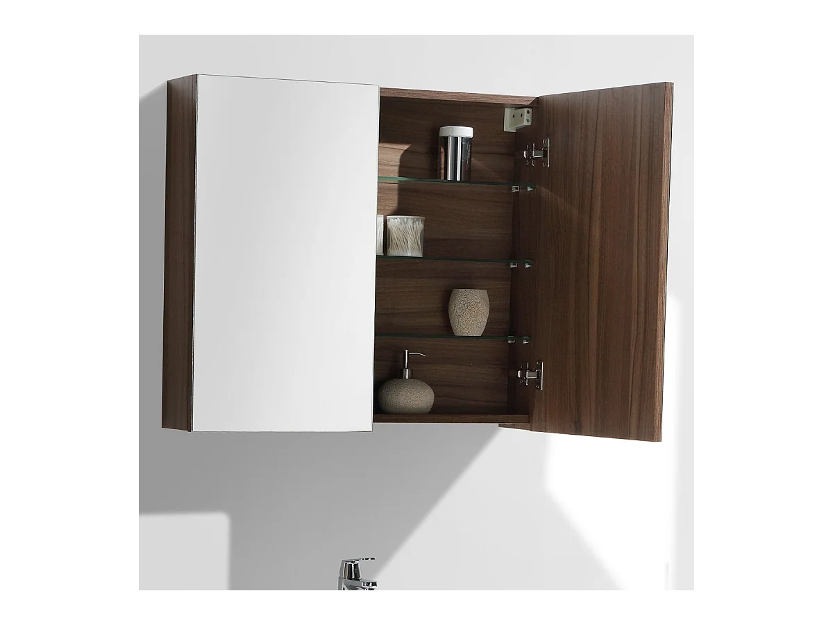 Spiegelschrank Bad 80 cm montiert Nussbaum SIENA