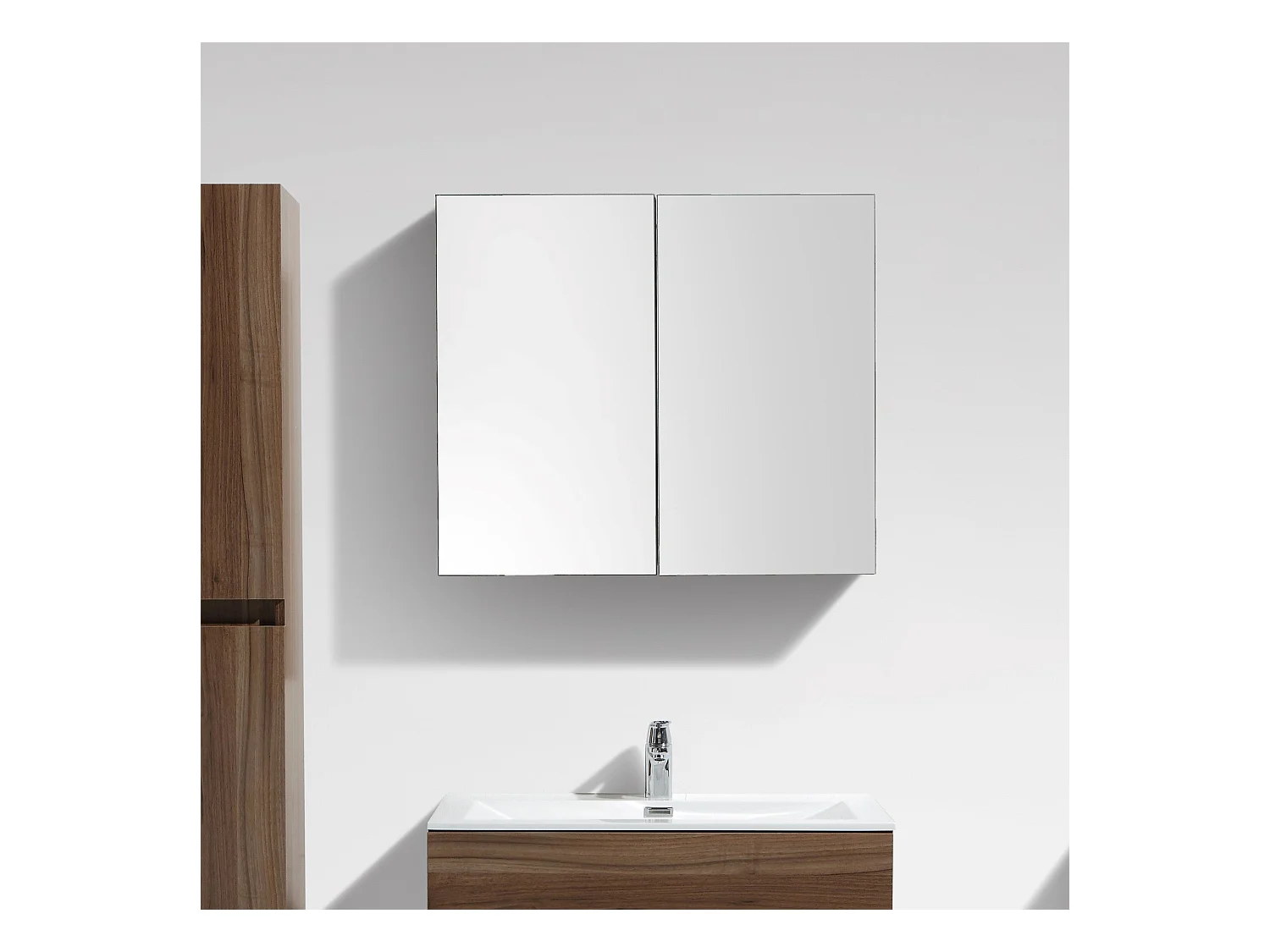 Spiegelschrank Bad 80 cm montiert Nussbaum SIENA