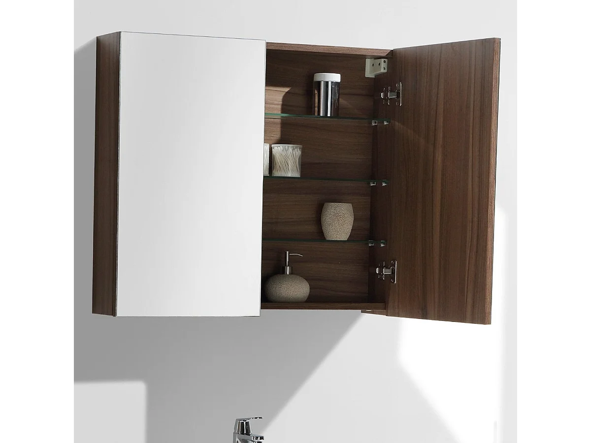 Armoire de toilette bloc-miroir SIENA largeur 80 cm noyer