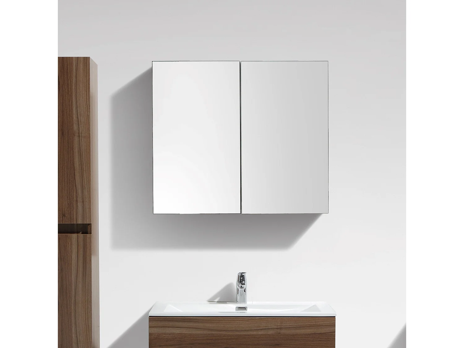 Spiegelschrank Bad 80 cm montiert Nussbaum SIENA