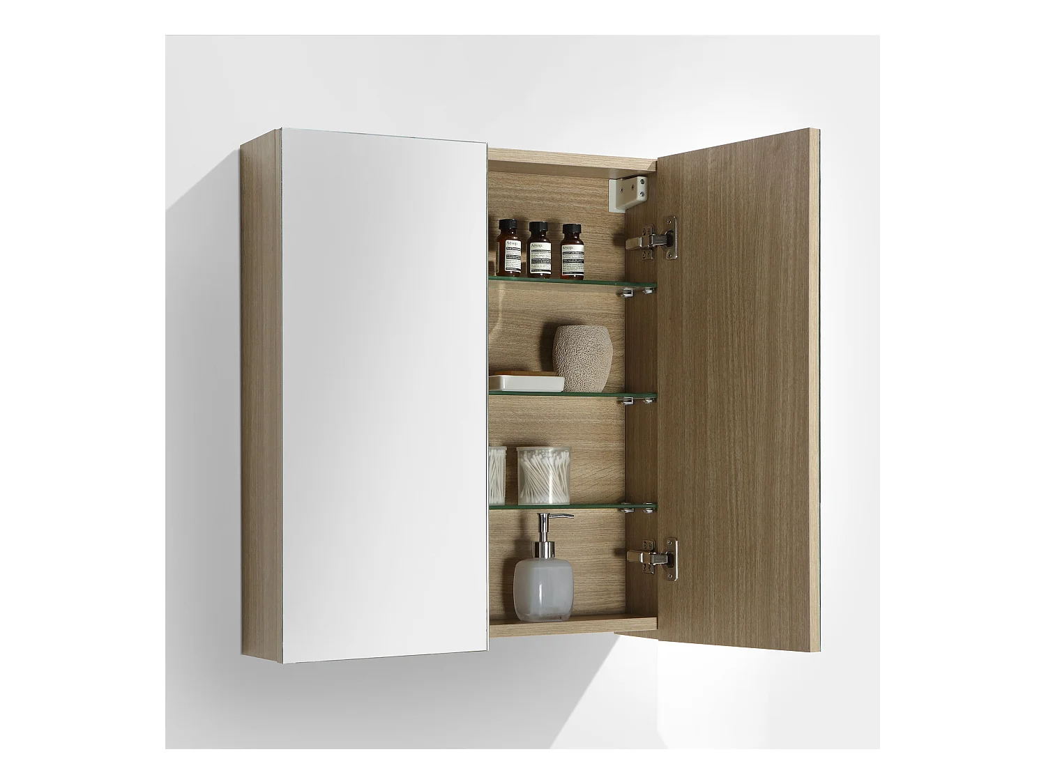 Spiegelschrank Bad 60 cm montiert Eiche hell SIENA