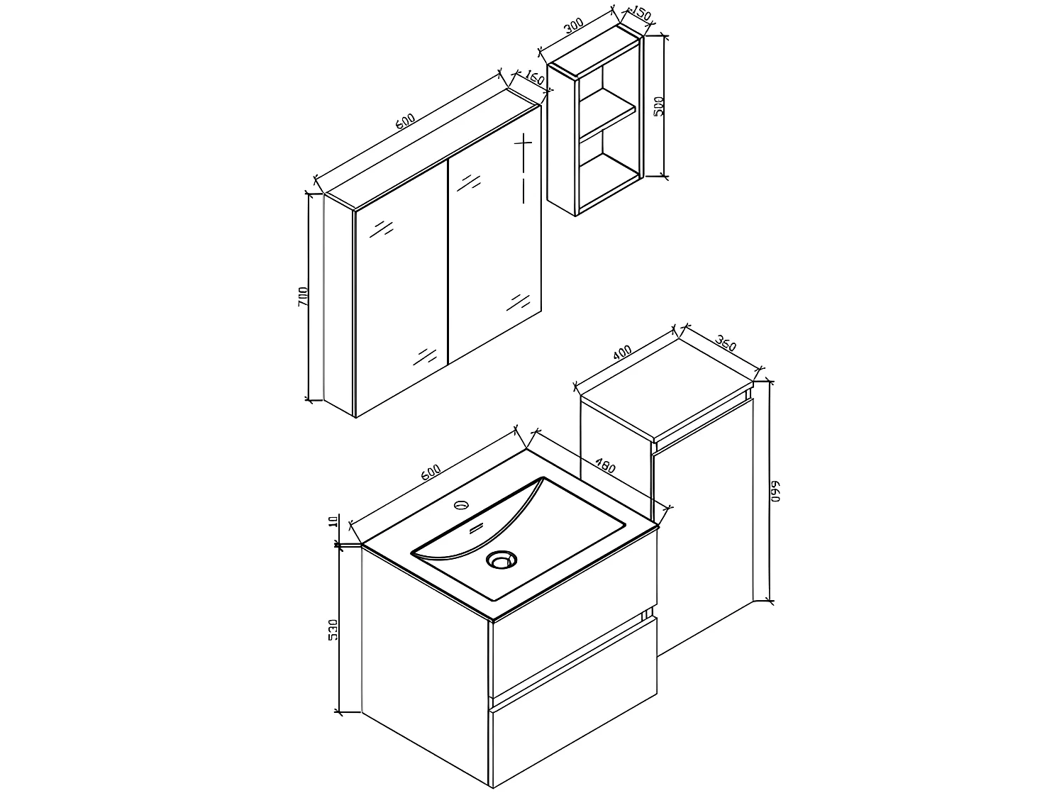Spiegelschrank Bad 60 cm montiert Eiche hell SIENA